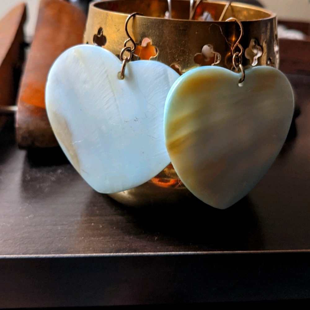 Teal Heart Earrings
